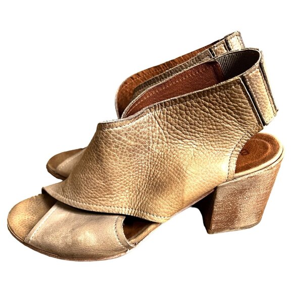 Baske Leather Heeled Sandals Sz 41 (10.5 US Size) Made in Spain Beige/Brown - Picture 1 of 6